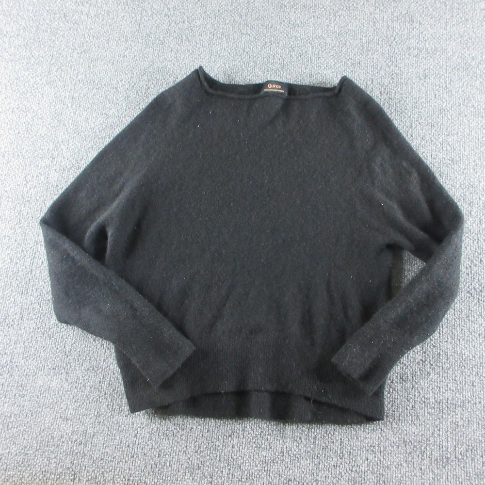 Quince Sweater Womens S Black 100% Cashmere Long Sleeve Boat Neck Pullover